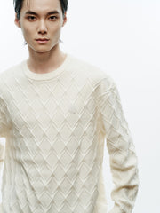 Men's Casual Diamond-Pattern 3D-Texture Knit Top