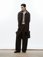 Men's Casual Jacquard Wool-Blend Short Shirt Coat
