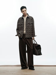 Men's Casual Jacquard Wool-Blend Short Shirt Coat