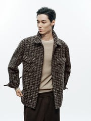 Men's Casual Jacquard Wool-Blend Short Shirt Coat