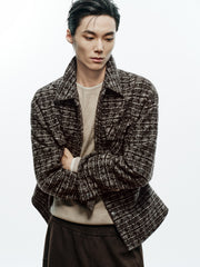 Men's Casual Jacquard Wool-Blend Short Shirt Coat