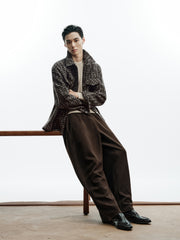 Men's Casual Jacquard Wool-Blend Short Shirt Coat