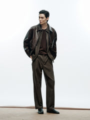 Men's Vintage Brown Waxed Lambskin Leather Jacket