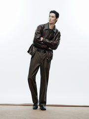 Men's Vintage Brown Waxed Lambskin Leather Jacket