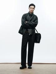 Men's Casual Burnished Goatskin Leather Jacket