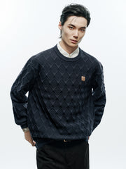 Men's Casual Diamond-Pattern 3D-Texture Knit Top