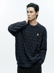 Men's Casual Diamond-Pattern 3D-Texture Knit Top