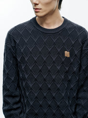 Men's Casual Diamond-Pattern 3D-Texture Knit Top