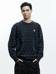 Men's Casual Diamond-Pattern 3D-Texture Knit Top