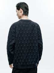 Men's Casual Diamond-Pattern 3D-Texture Knit Top