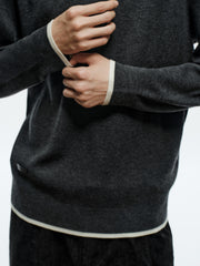 Men's Casual Contrast-Color Crewneck Knit Top