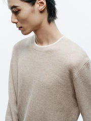 Men's Casual Contrast-Color Crewneck Knit Top