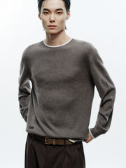 Men's Casual Contrast-Color Crewneck Knit Top