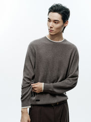 Men's Casual Contrast-Color Crewneck Knit Top