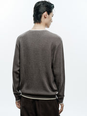 Men's Casual Contrast-Color Crewneck Knit Top