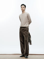 Men's Casual Contrast-Color Crewneck Knit Top