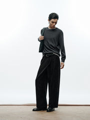 Men's Casual Contrast-Color Crewneck Knit Top