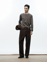 Men's Casual Contrast-Color Crewneck Knit Top