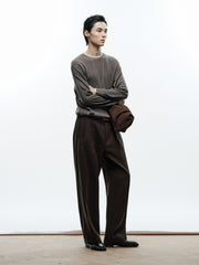 Men's Casual Contrast-Color Crewneck Knit Top