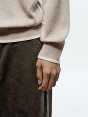Men's Casual Contrast-Color Crewneck Knit Top