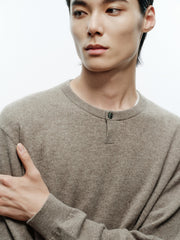Men's Casual Solid Crewneck Wool-Blend Sweater