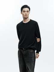 Men's Casual Solid Crewneck Wool-Blend Sweater