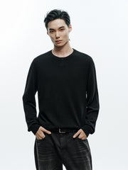 Men's Casual Solid Crewneck Wool-Blend Sweater