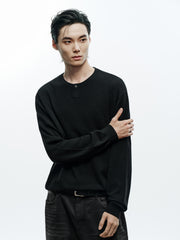 Men's Casual Solid Crewneck Wool-Blend Sweater
