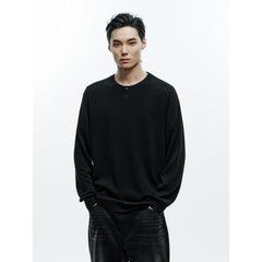 Men's Casual Solid Crewneck Wool-Blend Sweater