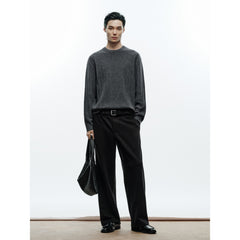 Men's Casual Grey 3D-Line Textured Pullover Sweater