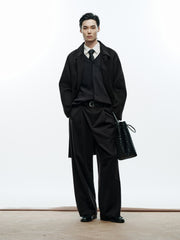 Men's Commuter Wool-Blend Black Mid-Length Coat