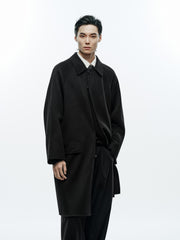 Men's Commuter Wool-Blend Black Mid-Length Coat