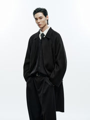 Men's Commuter Wool-Blend Black Mid-Length Coat