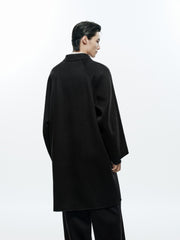 Men's Commuter Wool-Blend Black Mid-Length Coat