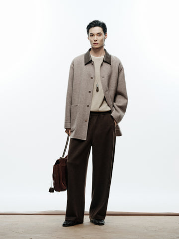 Men's Commuter Paneled Lapel Wool Coat
