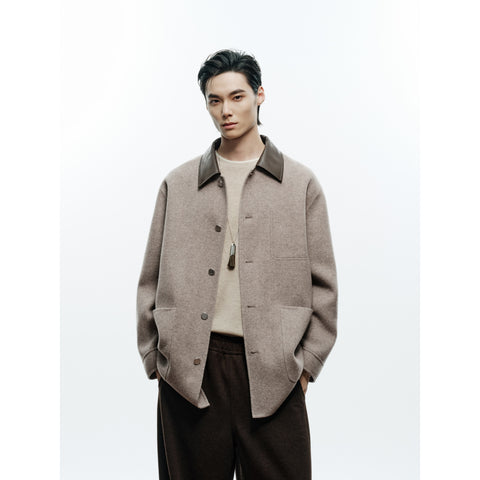 Men's Commuter Paneled Lapel Wool Coat