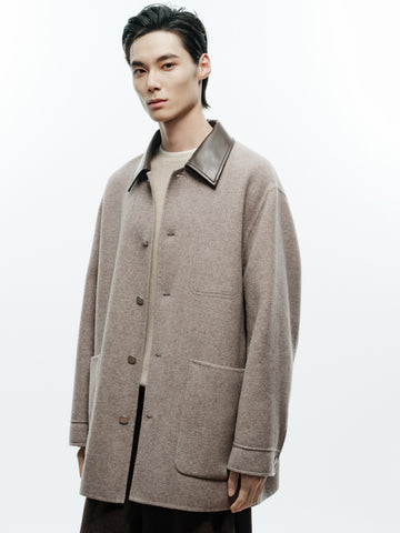 Men's Commuter Paneled Lapel Wool Coat
