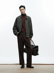 Men's Commuter Herringbone Harrington Wool Jacket