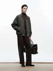 Men's Commuter Herringbone Harrington Wool Jacket