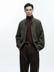 Men's Commuter Herringbone Harrington Wool Jacket