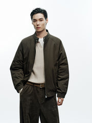 Men's Casual Harrington Stand-Collar White Duck Down Puffer