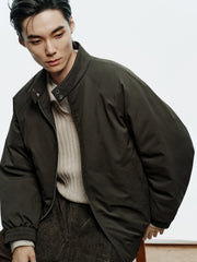 Men's Casual Harrington Stand-Collar White Duck Down Puffer