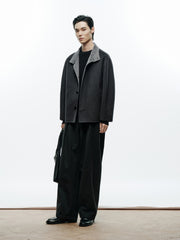 Men's Commuter Stand-Collar Wool-Blend Double-Face Coat