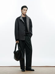 Men's Commuter Stand-Collar Wool-Blend Double-Face Coat