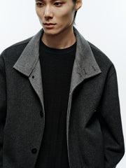 Men's Commuter Stand-Collar Wool-Blend Double-Face Coat