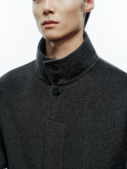 Men's Commuter Stand-Collar Wool-Blend Double-Face Coat