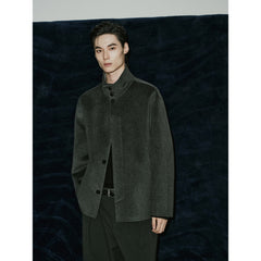 Men's Commuter Stand-Collar Wool-Blend Double-Face Coat