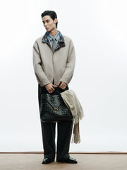 Men's Commuter Stand-Collar Plaid Double-Face Wool Jacket
