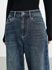 Women's Casual Denim High-Coverage Waistband Straight-Leg Pants