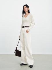 Women's Commuter Yak Down Warm White Wide-Leg Jeans